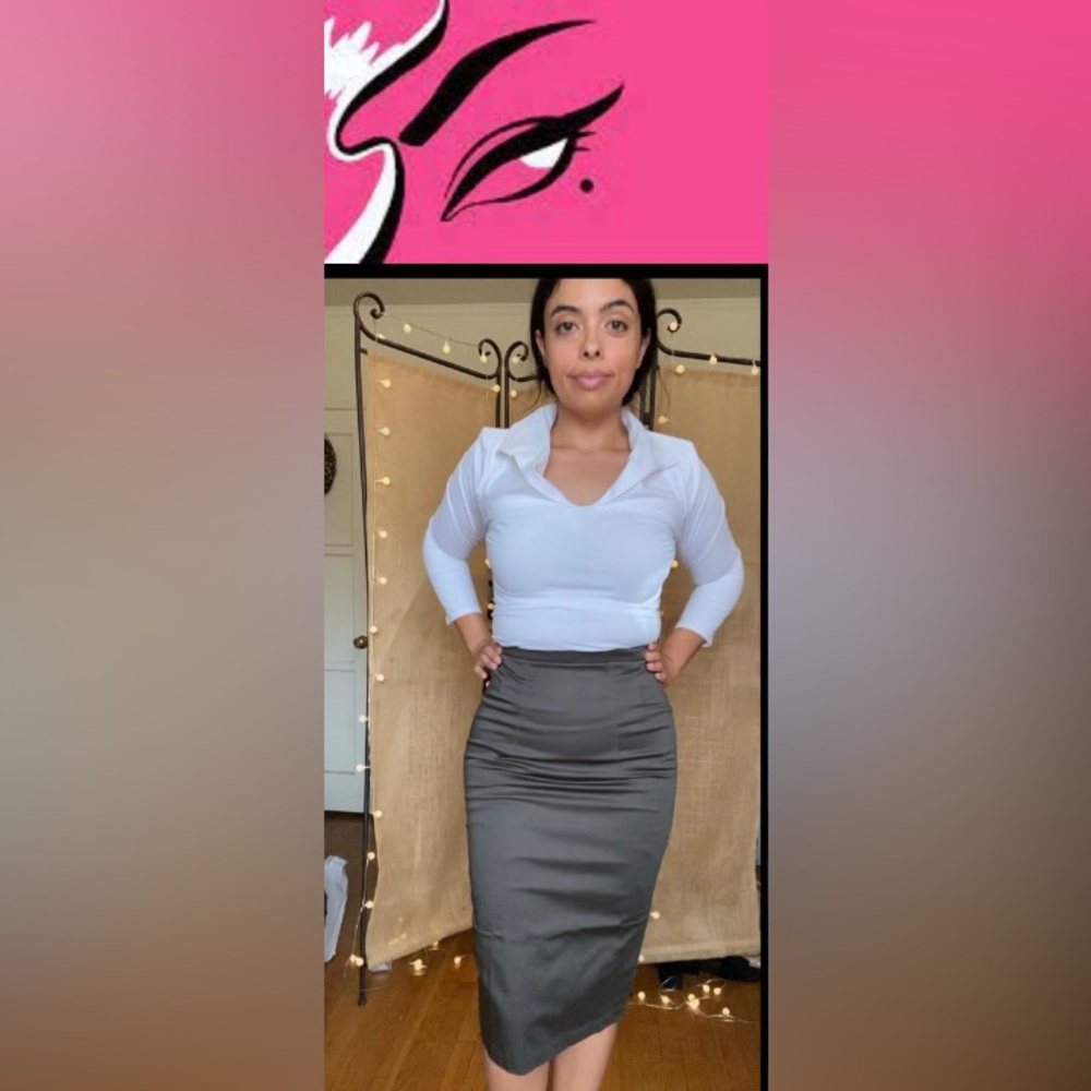 Vixen By Micheline Pitt Pencil Dark Green Skirt - Picture 10 of 14